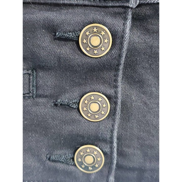 Litz Women's Premium Medium Denim Black Jean Button Down Stretch Mini Skirt - Picture 3 of 11